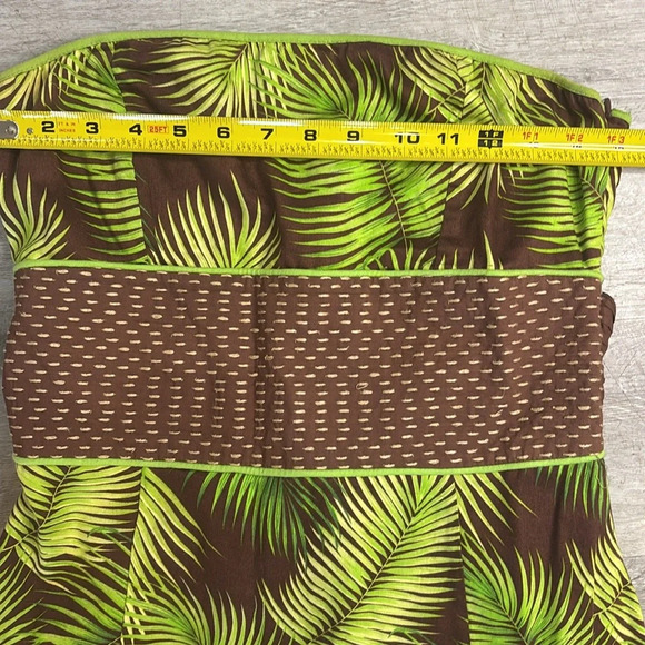 EUC Free People Tropical Palm Fern Strapless Swing Dress Size 12 - Picture 8 of 11